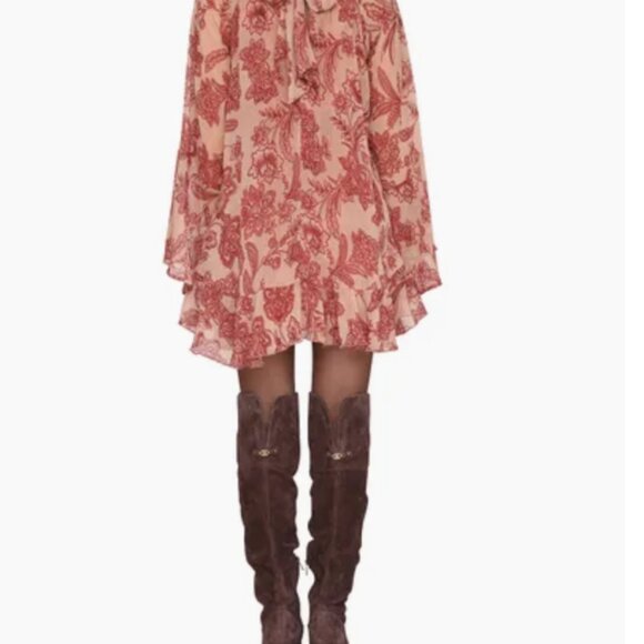 Avec Les Filles Ruffled Mini Dress in Batik Tapestry - S - Picture 8 of 8